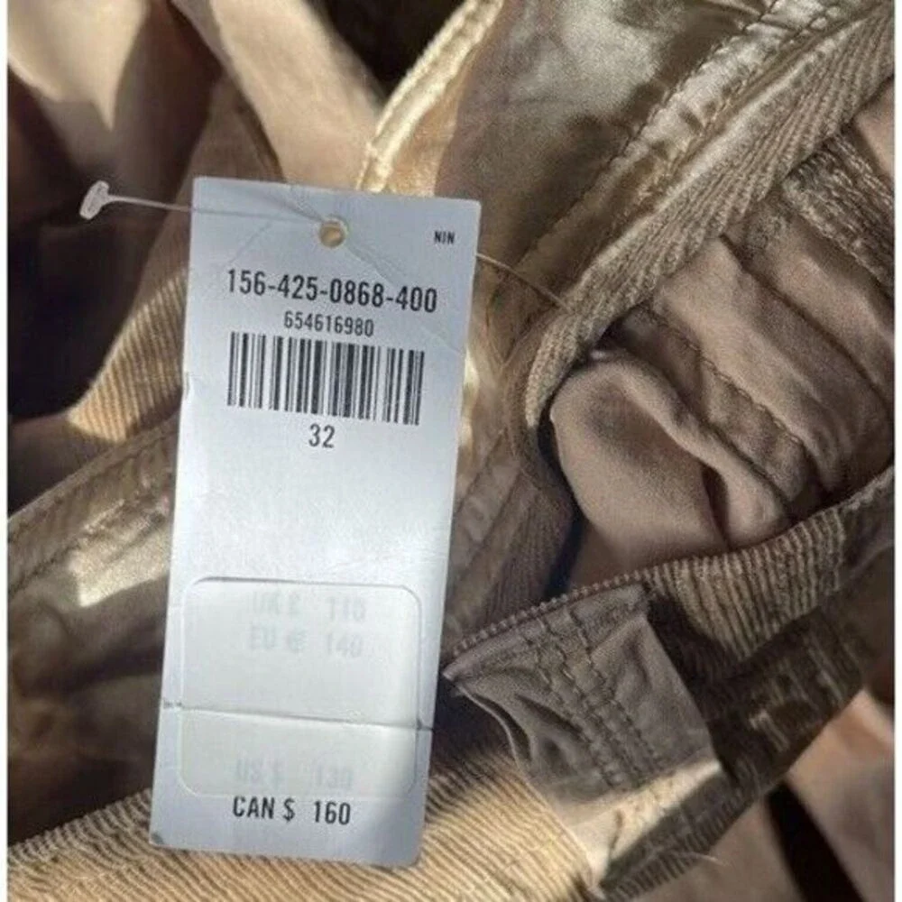 Abercrombie & Fitch Cargo Pants Womens 16R Tan Patchwork Corduroy Utility Belted - Picture 4 of 5